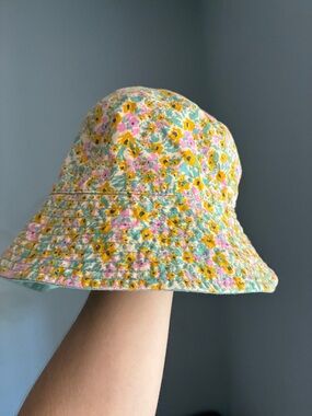 Kids Floral Bucket Hat - Yellow Pink Green
